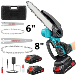 Mini chainsaw 6" and 8"+ 2 batteries